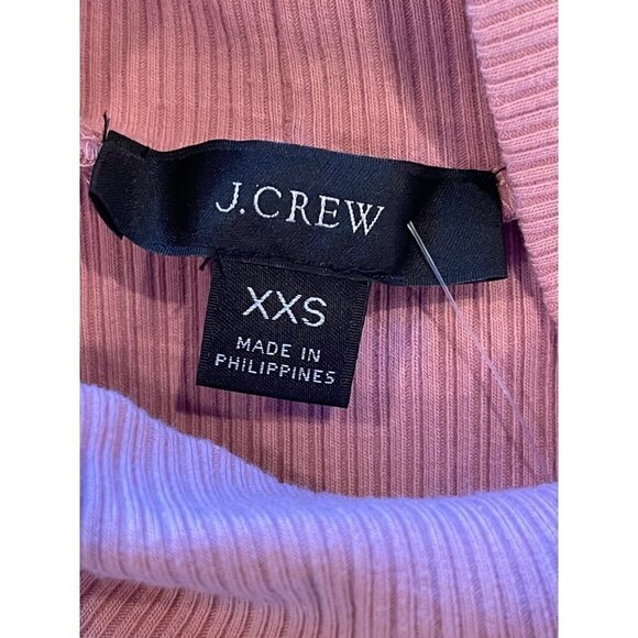 J Crew Pink Cotton Blend Ribbed Wide Cuffed Mock‎ Neck Top Size XXS - Picture 6 of 9